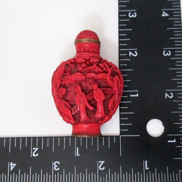 Vintage 3 Chinese Resin Small Snuff Bottles Lot Orange Red -Small Flaws- - Picture 12 of 12